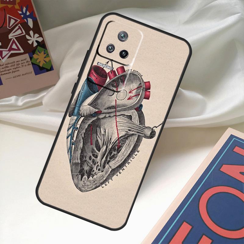 Anatomical Heart Anatomy Case For POCO X6 Pro M6 X5 X3 M5s F3 F5 Xiaomi 14 Ultra 13 12 Lite 11T 12T 13T Pro Coque