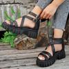 Fashion Women's Platform Sandals 2025Summer Roman Style Sandal Ankle Strap Casual Sandals for Women Open Toe Beach Shoes Sandalias Mujer