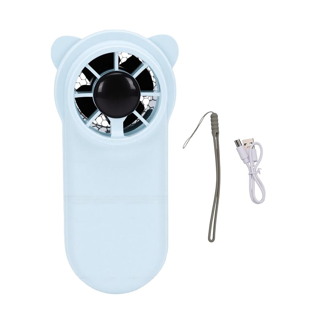 Portable Handheld Fan 5 Speed USB Rechargeable Mini Personal Fan with Lanyard for Home Office Travel Outdoor Blue