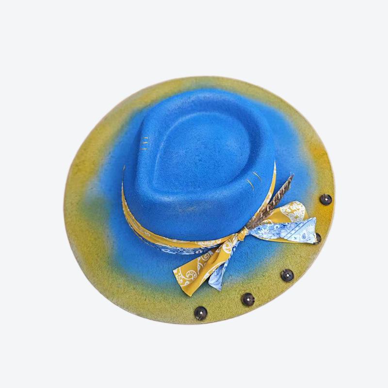 Шерстяная шляпа с паутиной, винтажная состаренная шляпа из чистой шерсти с перьями