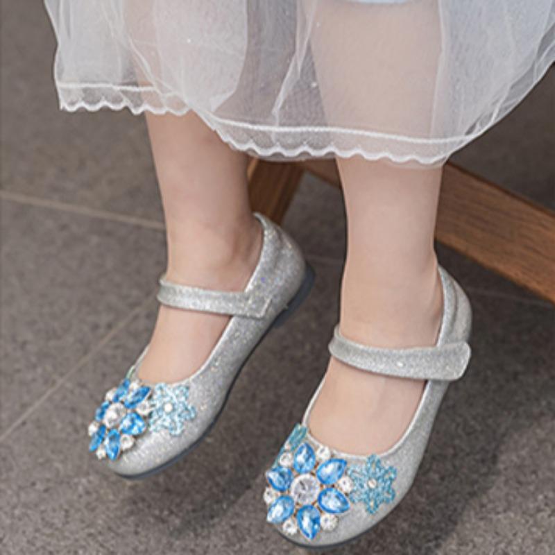 Обувь для девочек принцессы Детские кожаные туфли Ботинки с кристаллами Туфли для маленьких девочек