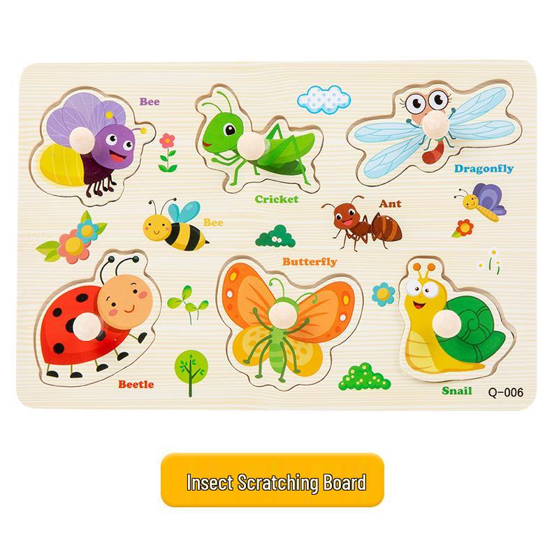 Montessori Wooden Pegboard Puzzle - Educational Toy for Letter, Number & Shape Cognition