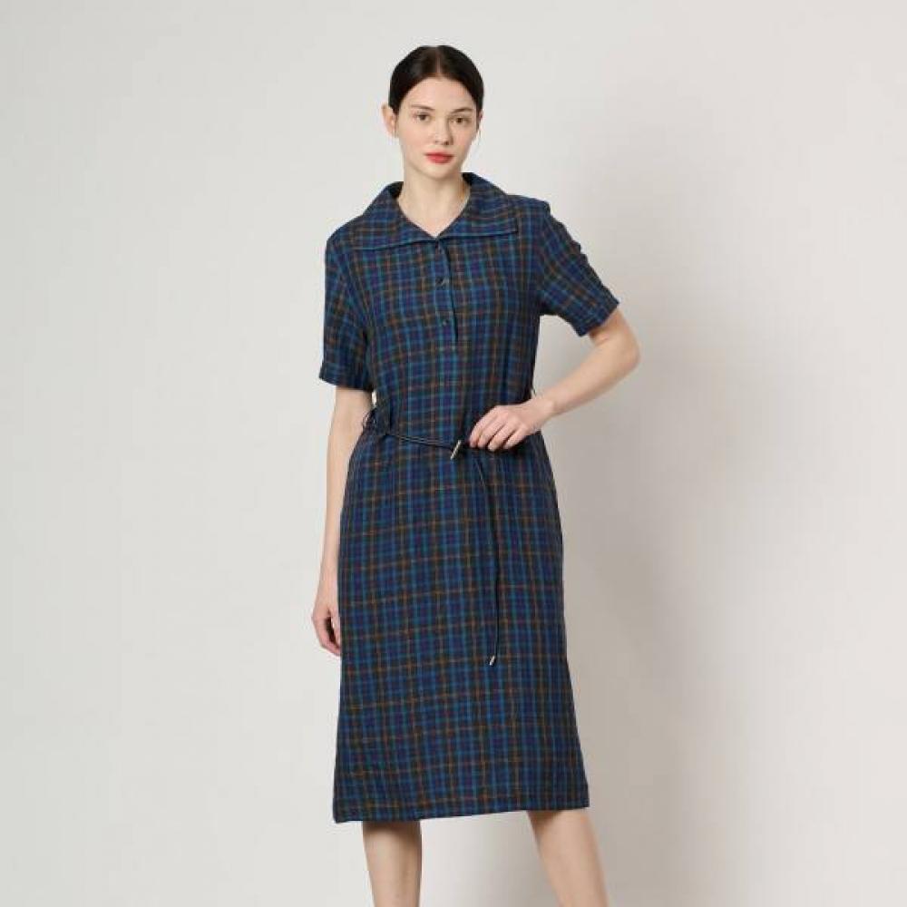Bcbg Linen Check Belted Dress B4m4o635