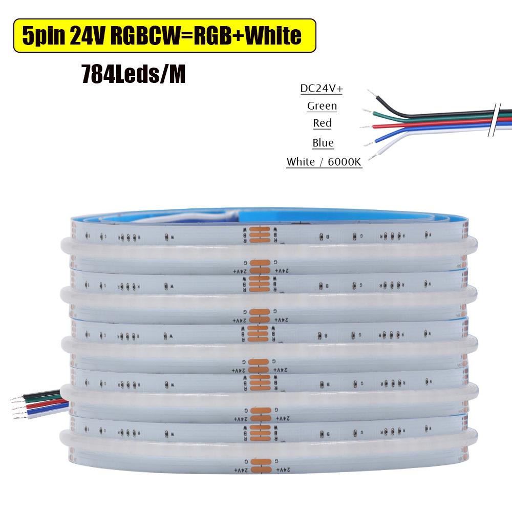 Светодиодная лента COB 12В 24В Высокой плотности Без точек RGB RGBW RGBCCT Сменная Гибкая лента для домашнего декора