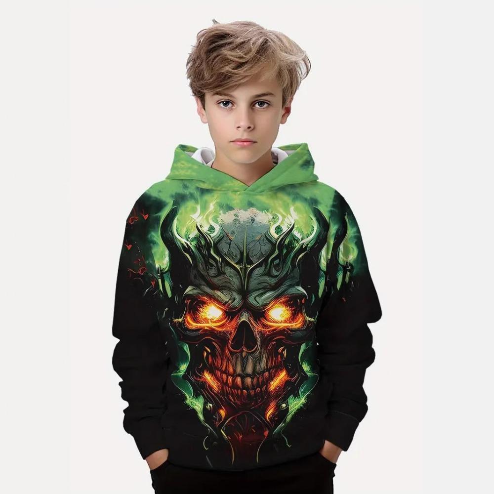 Children's Hip Hop Skeleton 3D Digital Printed Boys' Fashion Hoodie Sweatshirts
