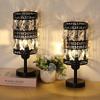 New Crystal Table Lamp, Set of 2, Table Lamps Bedroom, Black Bedside Nightstand Lamps Living Room Small Decorative Desk Lamp