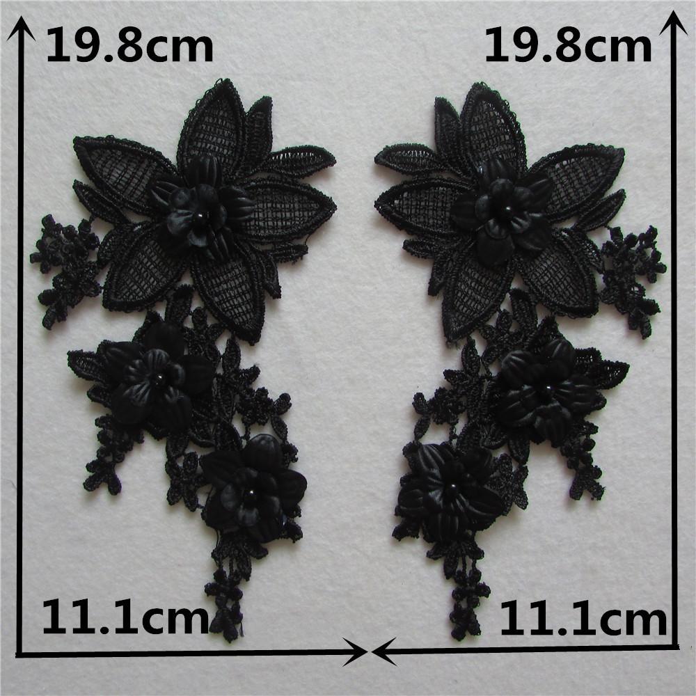 Black And White I Polyester Embroidery Hollow Pair Of Flower Beads Drilling Sewing Lace Diy Collar Decorative Clothing Accessories