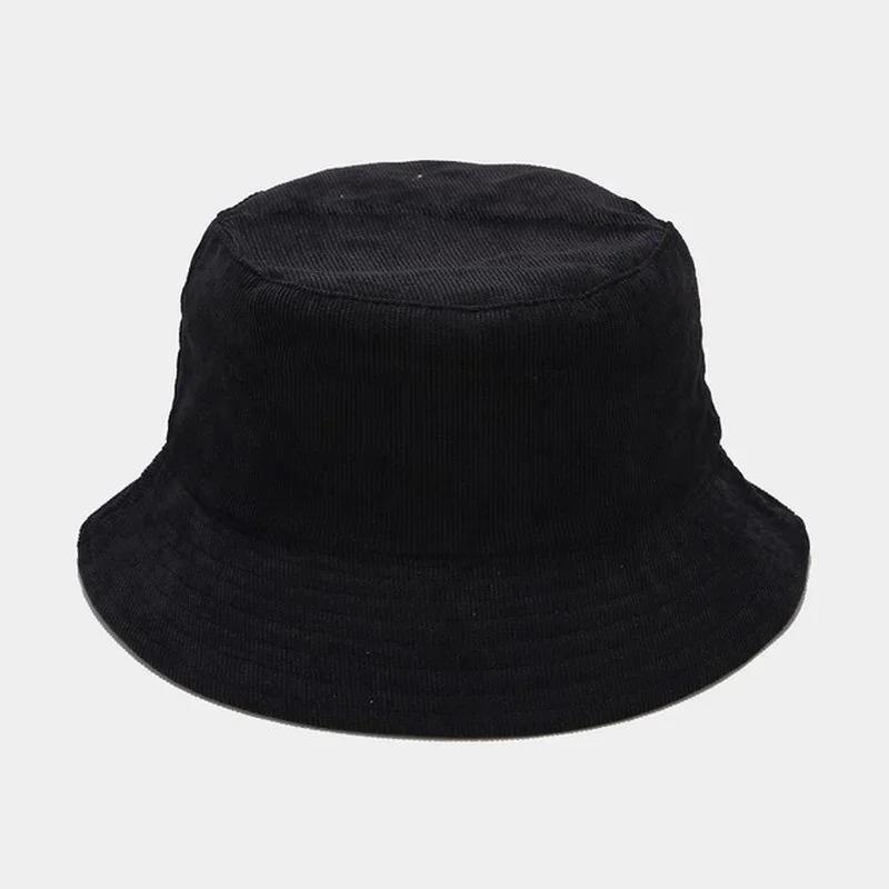 Solid Color Fashion Double-sided Four Seasons Fisherman Hat Solid Fisherman Hat Corduroy Sun Hat Reversible Foldable Hats
