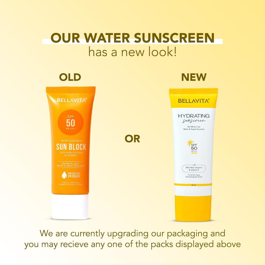 BELLAVITA Увлажняющий солнцезащитный крем на водной основе, SPF 50, Легкий, PA+++, Для всех типов кожи, Не оставляет белых следов, Нежирное покрытие, Защита от УФ, Широкий