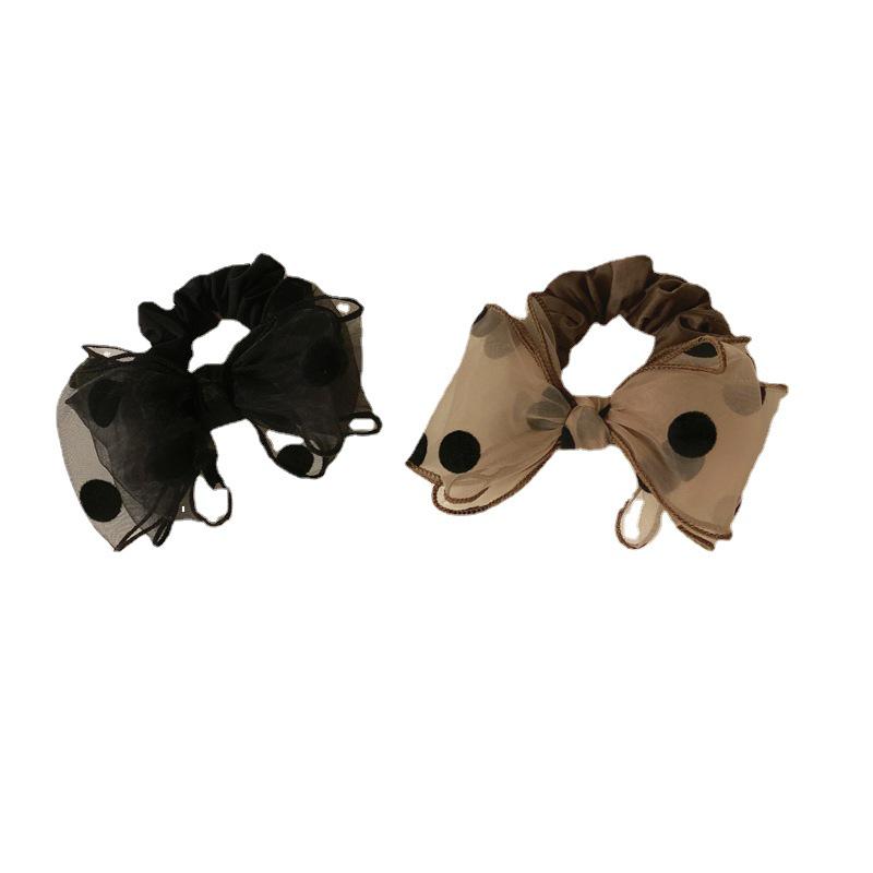 Новая стильная французская повязка для волос из органзы в горошек с корейским бантом - универсальный аксессуар для волос