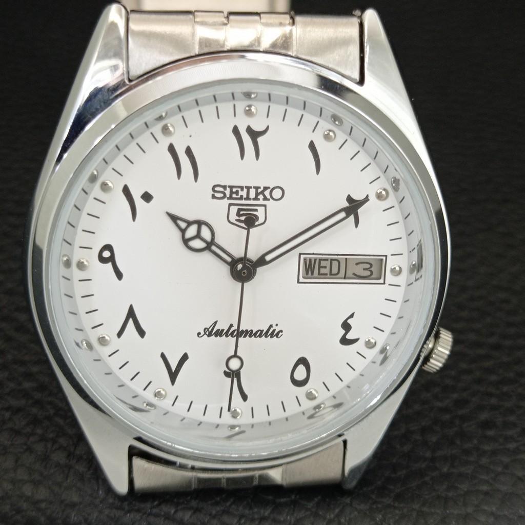 ВИНТАЖНЫЕ ОТРЕМОНТИРОВАННЫЕ МУЖСКИЕ АВТОМАТИЧЕСКИЕ ЧАСЫ SEIKO 5 ЯПОНИЯ БЕЛЫЙ ЦИФЕРБЛАТ a445981-1