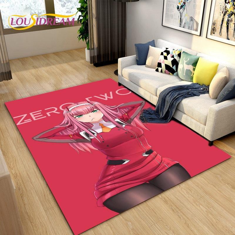 Zero Two DARLING In The FRANXX Коврик в стиле аниме, Коврик для гостиной, спальни, дивана, коврик для украшения, детский нескользящий напольный коврик