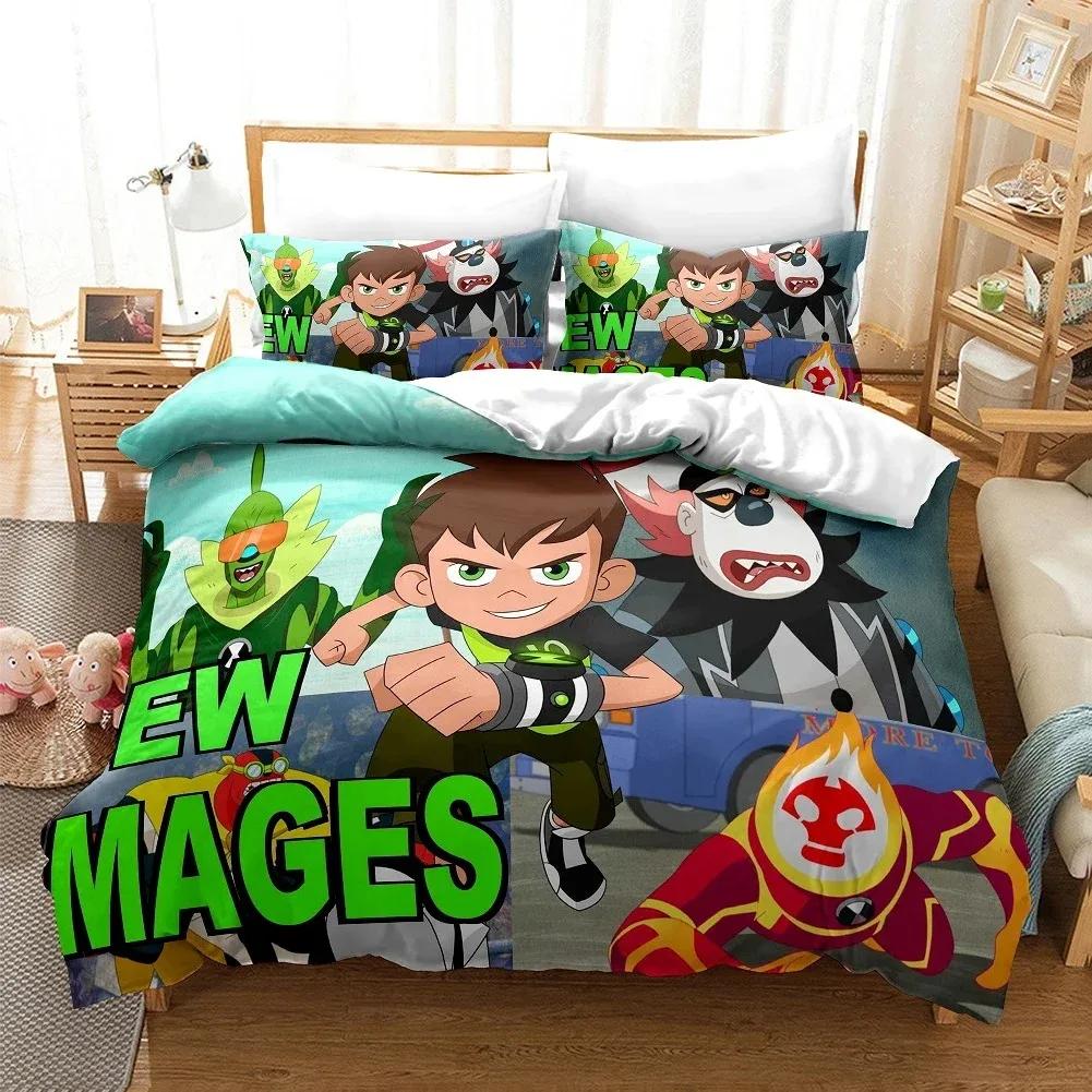 3D мультфильм Ben10 пододеяльник с наволочкой комплект постельного белья односпальная двуспальная кровать двуспальная кровать размера «king-size» комплект для домашнего текстиля