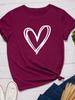 Line Heart Print Women T Shirt Short Sleeve O Neck Loose Women Tshirt Ladies Tee Shirt Tops Clothes Camisetas Mujer