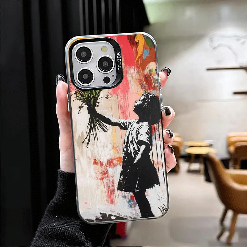 B-Banksy Art Graffiti Artist Shockproof Phone Case for iPhone 17 Air 16 16E 15 Pro Max 14 Plus 13 Mini 12 Back Cover Anti Fall F