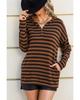 Azura Exchange Striped Knit Quarter Zip Hoodie