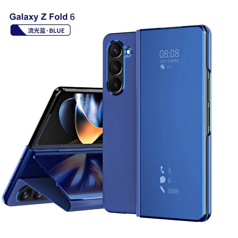 Магнитный пластиковый чехол для телефона Samsung Galaxy Z Fold 6 5 4 3 Fold6 Fold5 Fold4 Fold3 5G противоударный зеркальный кожаный чехол-держатель