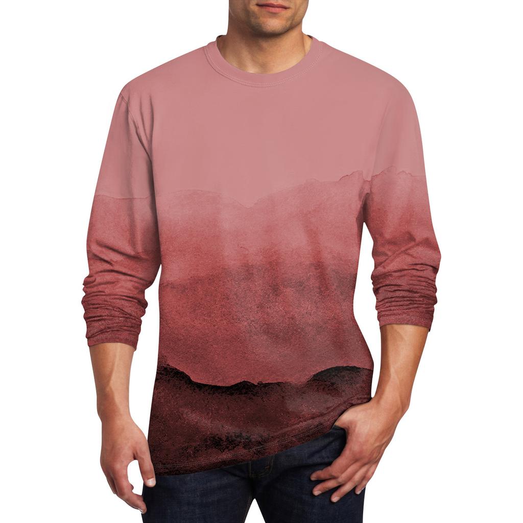 Муж. Футболка Круглый вырез Одежда Одежда На открытом воздухе Длинный рукав С принтом Модельер Винтаж