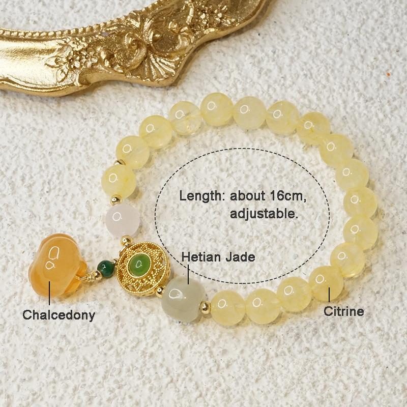 Новое поступление тыквы винтажный натуральный хетиан нефрит/цитрин/халцедон бусины браслеты нити женские ювелирные украшения аксессуары YBR397