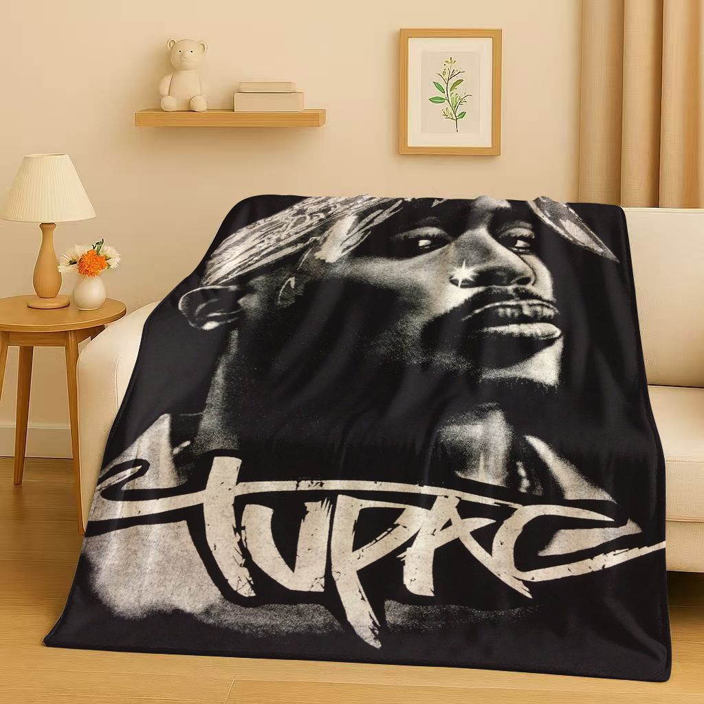3D Rap Tupac 2pac Hip-Hop Music Rapper Catnap Flannel Blanket,Soft Plush Throw for Home Bedroom Bed Sofa Cover Kid Gift Picnic