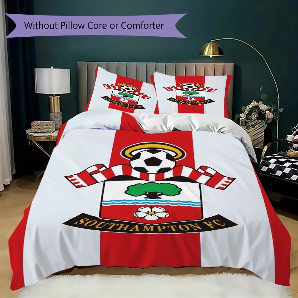 Southampton FC Pattern Bedding uilt Set uilt Cover Pillowcase Home Decoration Birthday Gift (1 * duvet cover + 2 * pillowcase without core)
