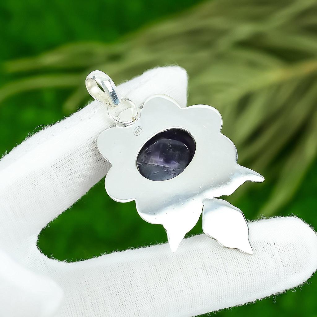 Friendship Day Deal Chevron Amethyst Stone 925 Sterling Silver Bezel New Pendant