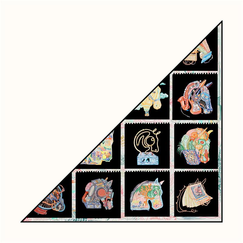 POBING Silk Scarf Women Geometric Triangle Scarves Head Echarpes Silk Foulards Femme Wraps Beach Shawls Bandana Lady Hijabs