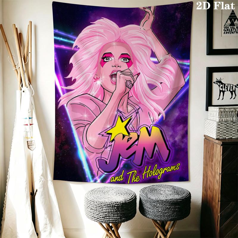 Jem Wall Tapestry Aesthetic Wall Hanging Printed Fabric Blanket Decorative Tapestries for Bedroom Living Room Home Decor