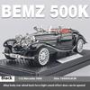 1:32 Mercedes Benz 500K 1936 Классическая модель автомобиля из сплава, литая под давлением, со звуком и светом, Коллекционные предметы для хобби, Подарки на день рождения для парня