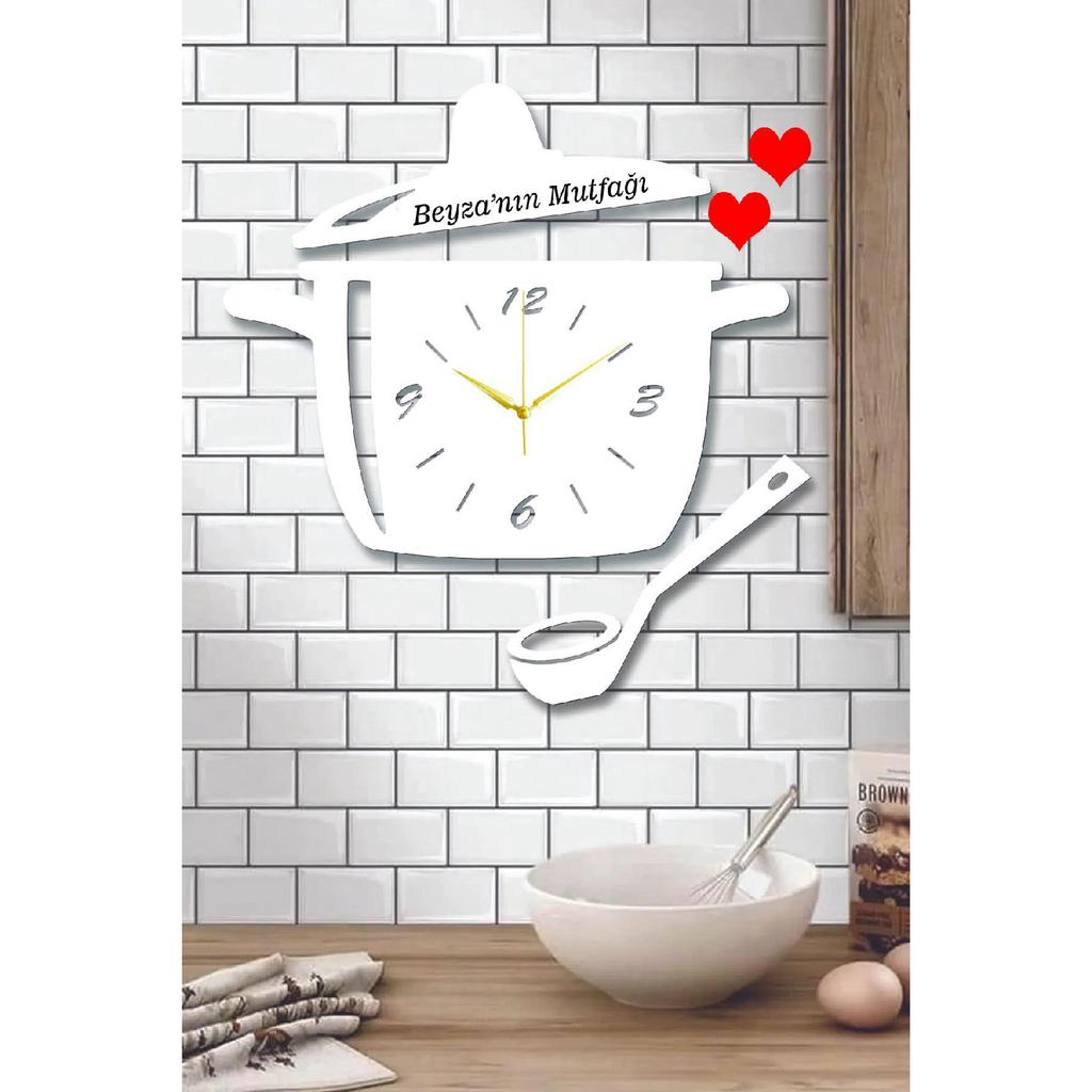 Kitchen Wall Clock With Pot Cover Model - Names Can Be Written - Wooden Kitchen Clock