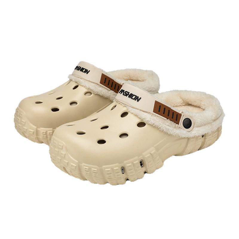 Мужские зимние тапочки с закрытым носком на флисовой подкладке: Плотный, теплый и удобный для использования на открытом воздухе