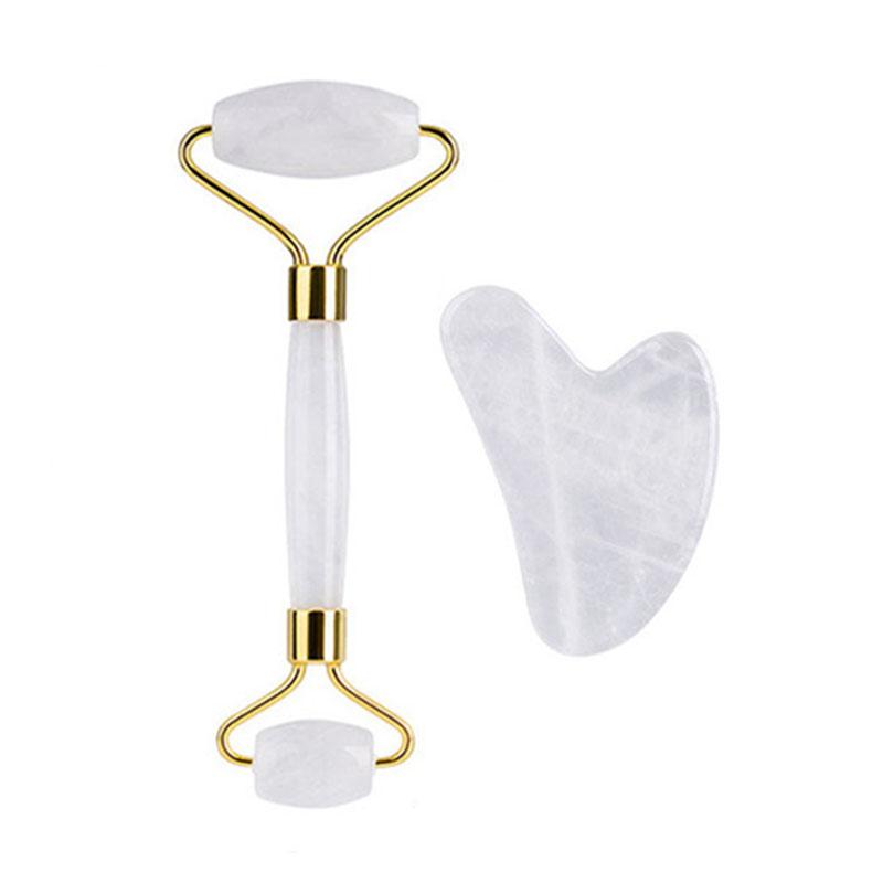 2/3/4pcs Natural Rose Quartz Obsidian Jade Roller Gua Sha Stone Set Gouache Scraper Facial Lifting Anti-Wrinkle Skin Care Tools