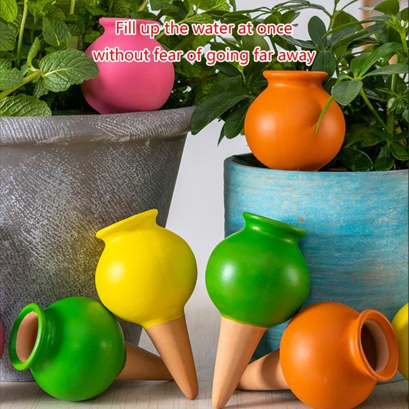 4Pcs Small Wine Bottle Automatic Plant Dripper Terracotta Potted Plant Watering for Indoor Outdoor Garden Yard Warering