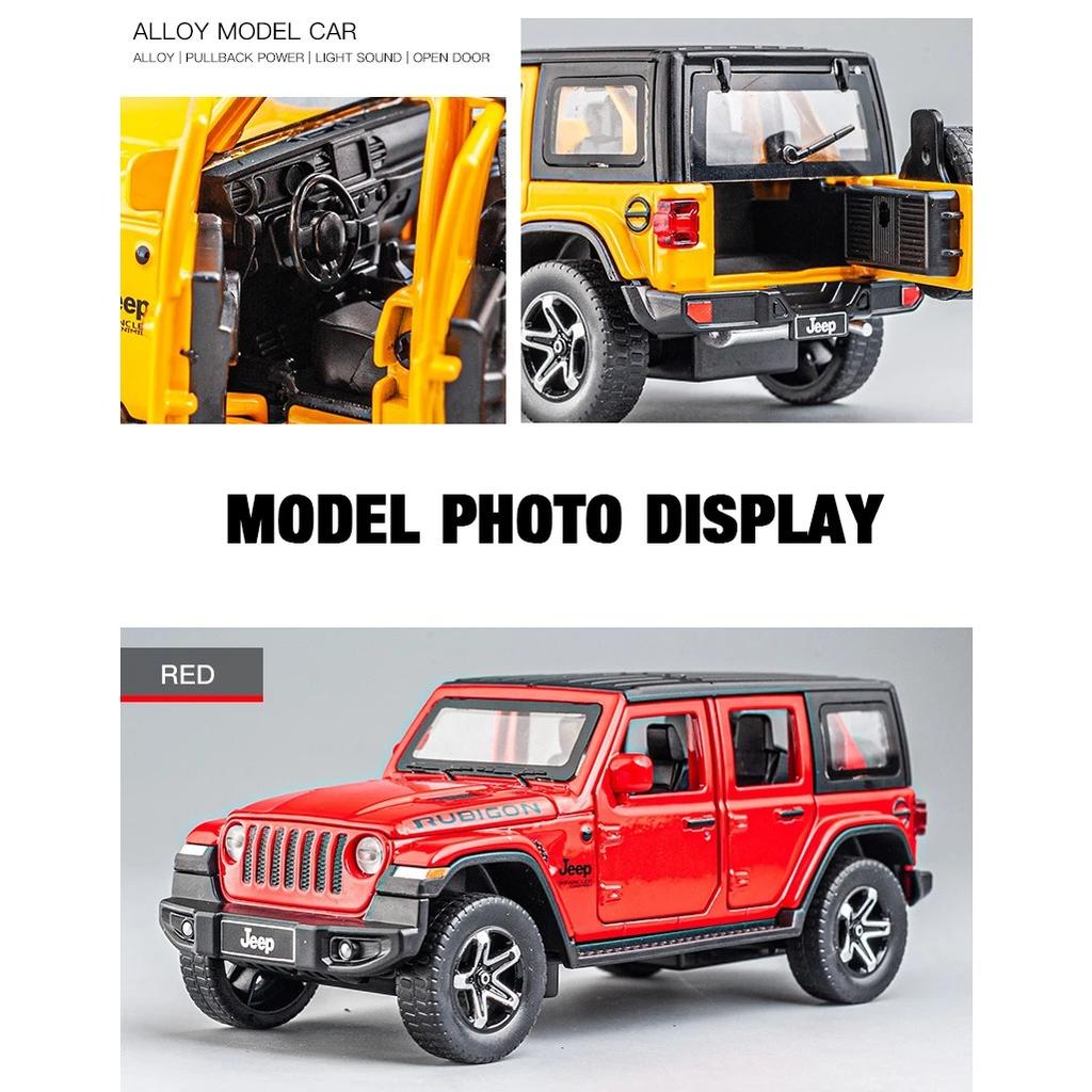 1/32 Jeep Wrangler Rubicon Модель игрушечного автомобиля с высокой имитацией звука и света внедорожная литая коллекционная игрушечная машина для детей