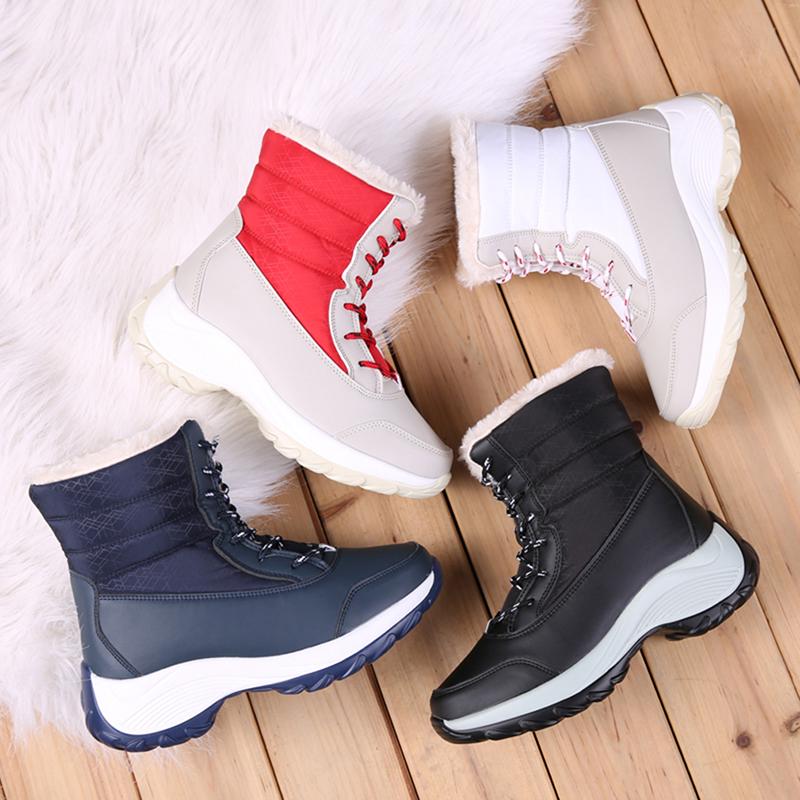 MAITA Women Snow Boots Winter Warm Boots Thick Bottom Platform Waterproof Ankle Boots