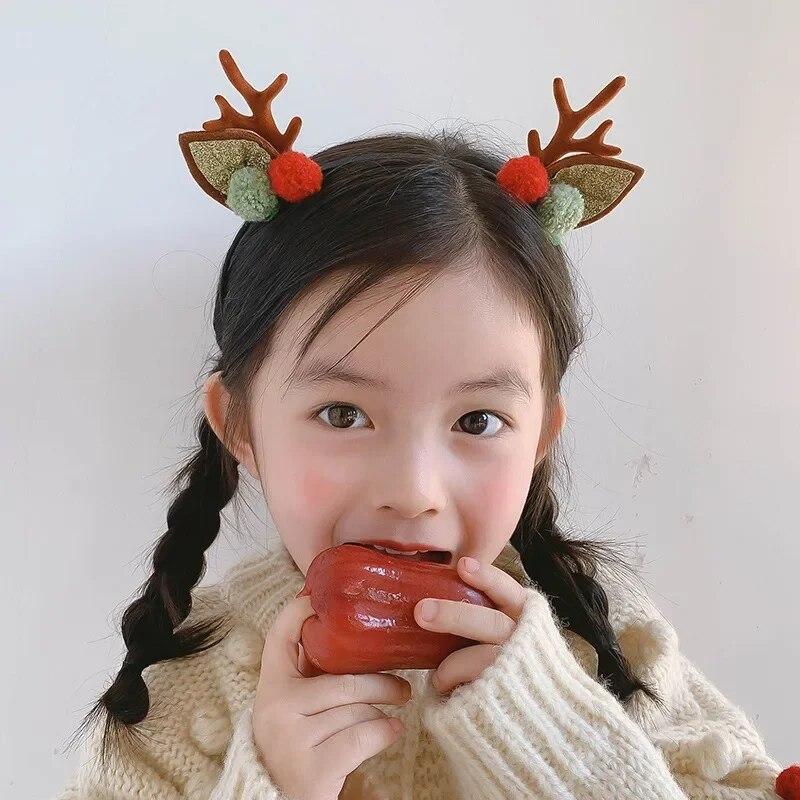 Новогодний Рождественский подарок Kawaii красная заколка для волос Детские заколки с бантом Олень Санта-Клаус Детские головные уборы для девочек Детские аксессуары для волос