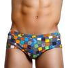Padded Men's Swimwear Briefs Sexy  Swimsuit Solid Swimwear with Pouch Grey Grid Printed