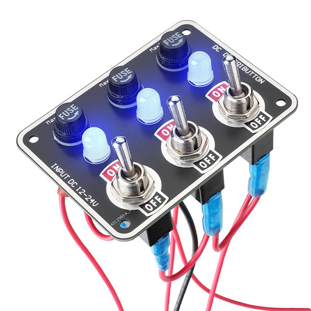 Автомобильная панель переключателей 3/6 Gang Rocker 12V/24V со сменным держателем предохранителя и подсветкой для кемпинга, лодки, автофургона, яхт, грузовиков, аксессуаров