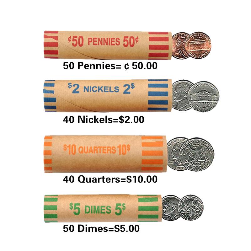 5/10 наборов разноцветных кодированных оберток для монет, предварительно сформированные рулоны оберток для монет, высококачественный материал, крафт-бумага, тубы для упаковки монет