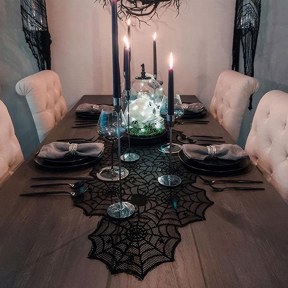 Хэллоуин черная кружевная паутина скатерть дорожка каминная полка шарф абажур для вечеринки Хэллоуин украшение дома