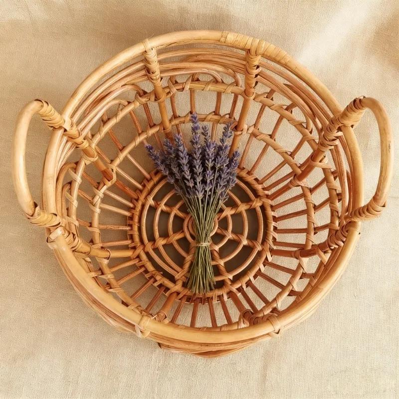 Retro Woven Basket 1pc Newborn Baby Photo Posing Props Doll Toy Assisted Tool Studio Photography Supply for Infant Boys Girls