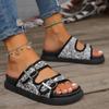 Ladies Shoes On Sale 2024 Basic Women's Slippers Platform Casual Slippers Women Print Buckle Flat Open Toe Outdoor Shoes Women