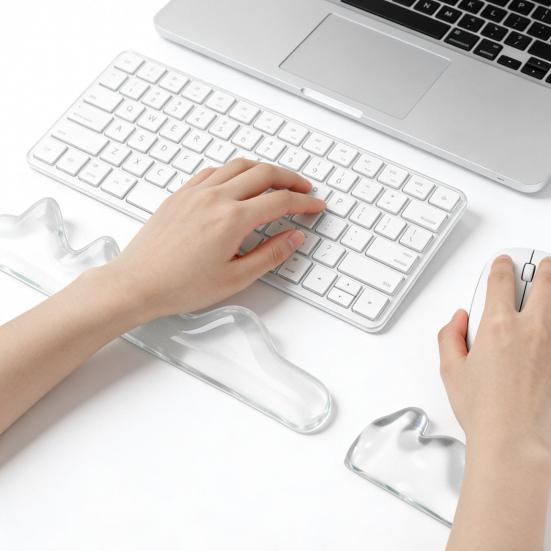 2 Pcs Gel Wrist Rest Set Clear Wrist Pad for Keyboard with Mouse Wrist Rest Ergonomic Hand Wrist Support Pad for Computer Laptop Office Gaming