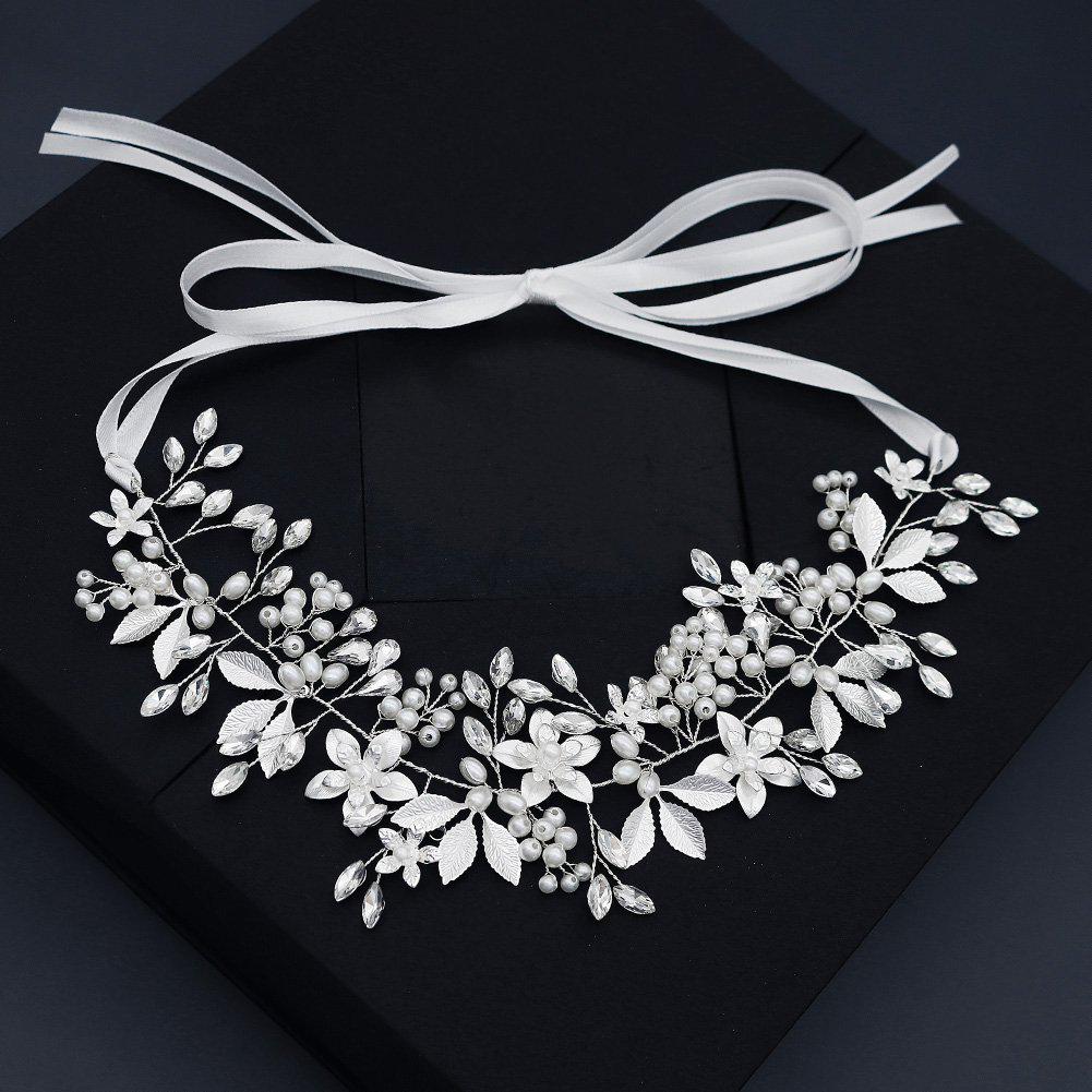 Сделанный вручную свадебный гребень для волос с цветком из жемчуга и страз и листьями