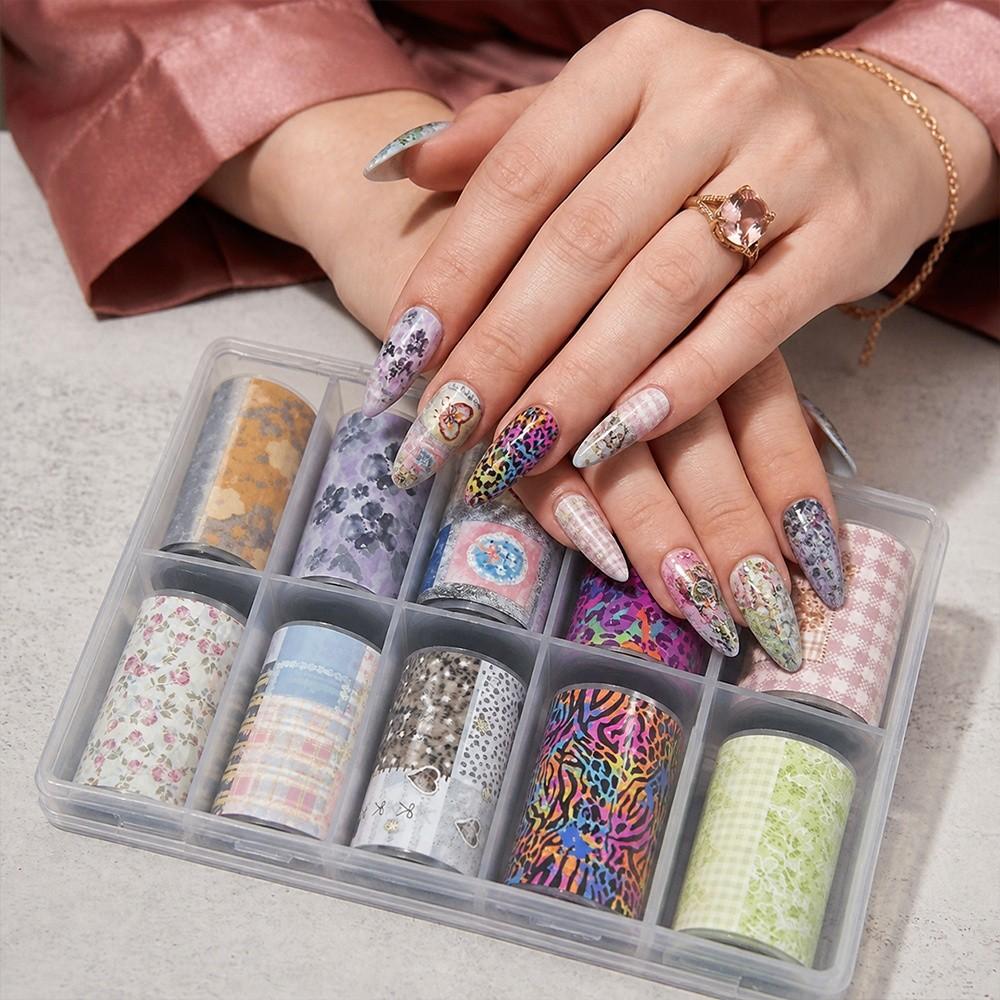 Flower Nail Foils Leopard Print Nail Art Stickers Fashion Nail Stickers Manicure DIY