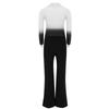 Boys Shiny Rhinestone Turn Down Collar Long Sleeve Dance Leotard Elastic Waistband Pants Set