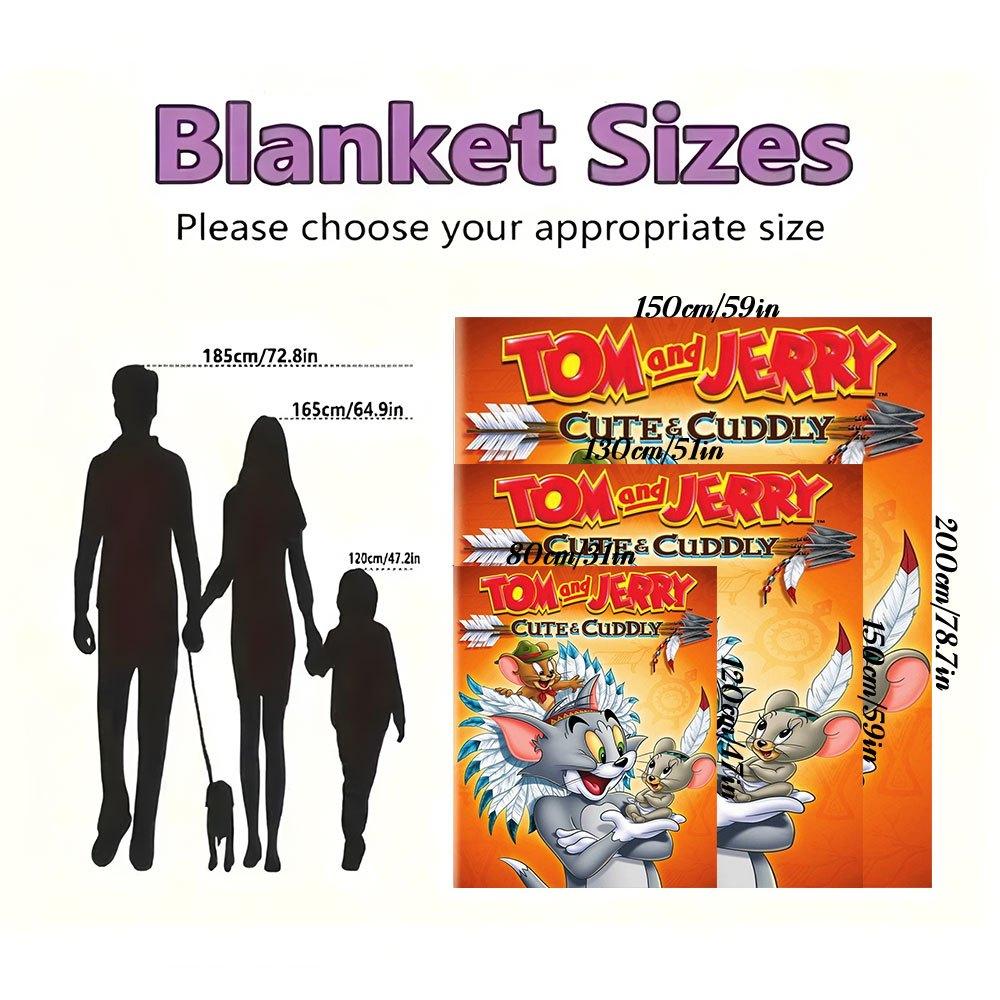 Tom & Jerry Cute & Cuddly Native American Tom & JerryBlanket Flannel Throw Blanket for Sofa, Bed, Travel, Camping, Office