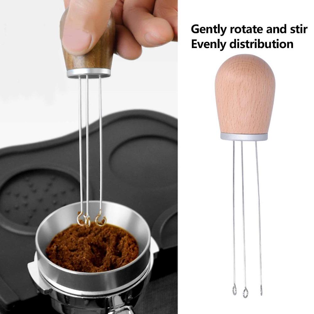 Arc Design Coffee Powder Distributor Wooden Handle Coffee Distribution Tool For Home