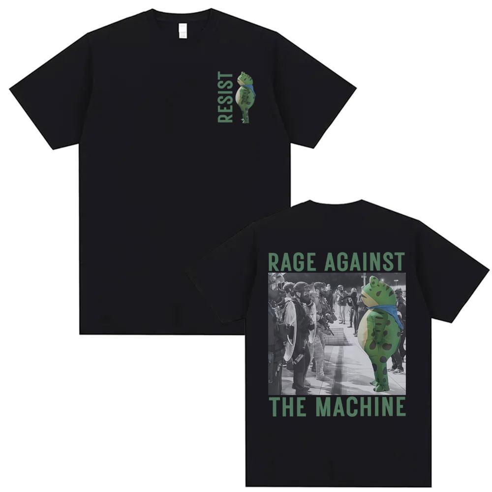 Rage Against The Machine Portland Frog T Shirt Funny Meme Tshirts Men Women Summer Cotton Loose Short Sleeve Tshirt Streetwear