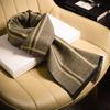 Black and White Plaid Wool Scarf Men's Winter Warm Gift Box High-end Versatile Winter Scarf Gift Boyfriend